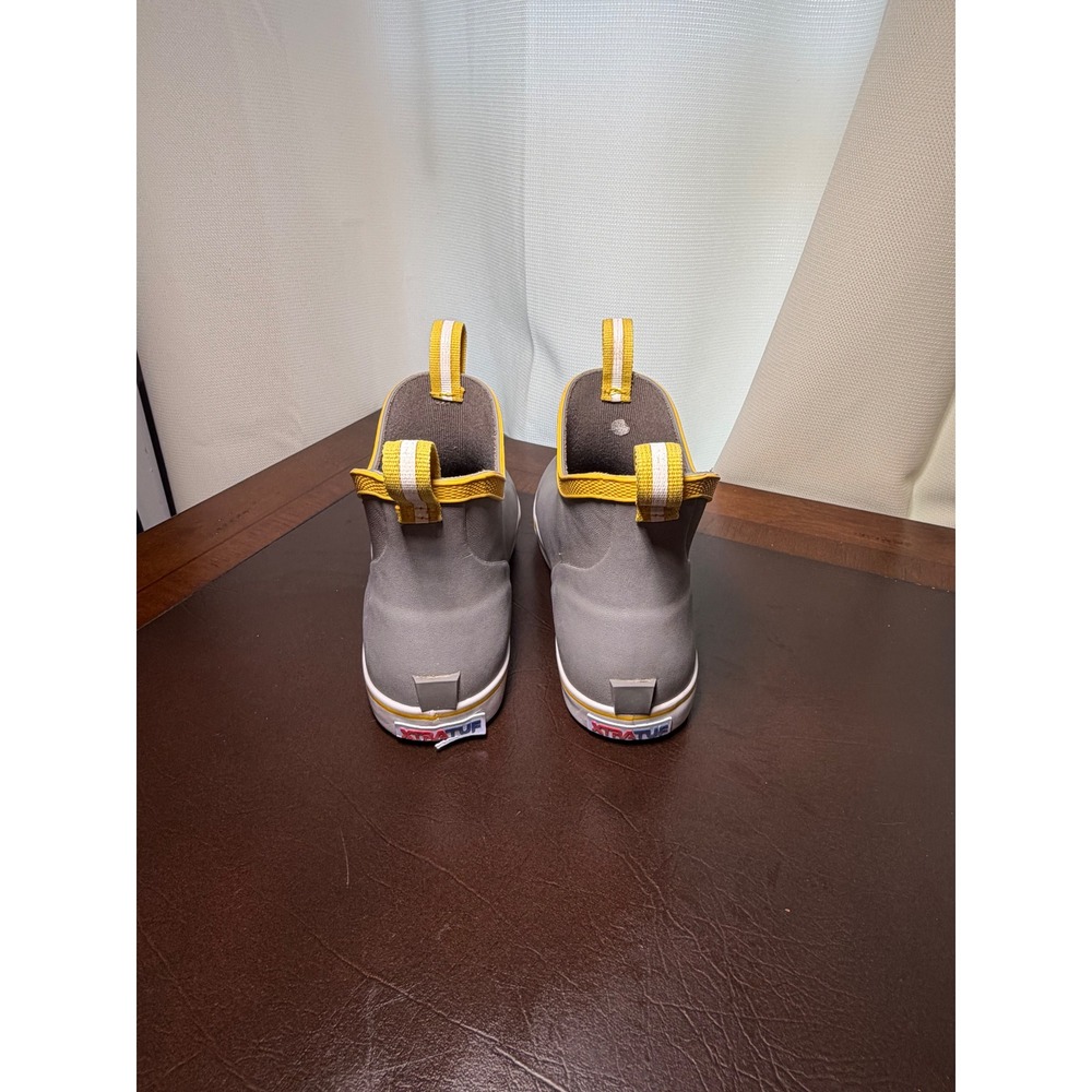 XTRATUF Kids Ankle Deck Boots Grey Yellow Waterproof Rain Boots Size 5 - Picture 3 of 10